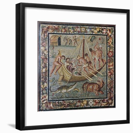 Roman wall mosaic of a ferry-boat, 1st century. Artist: Unknown-Unknown-Framed Giclee Print