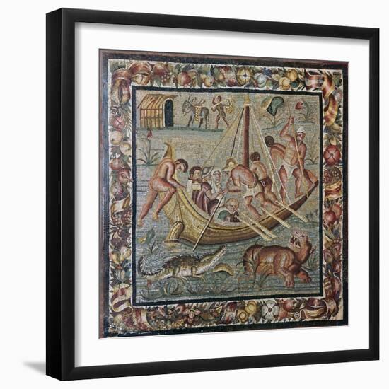 Roman wall mosaic of a ferry-boat, 1st century. Artist: Unknown-Unknown-Framed Giclee Print