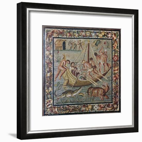 Roman wall mosaic of a ferry-boat, 1st century. Artist: Unknown-Unknown-Framed Giclee Print