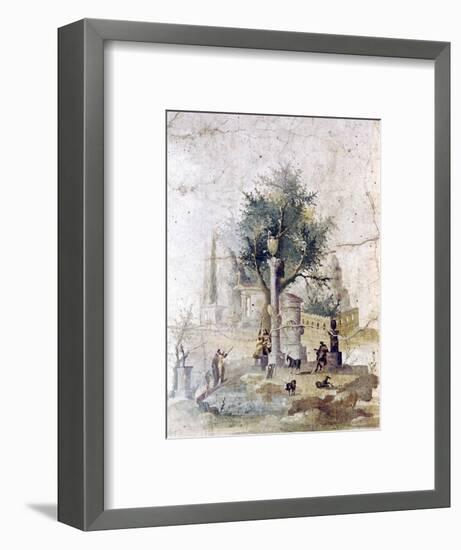 Roman wall painting from villa of Agriopa Posthumus, near Pompeii, c1st century-Unknown-Framed Giclee Print