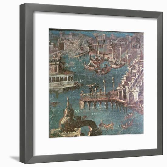 Roman wall painting of a harbour scene-Unknown-Framed Giclee Print