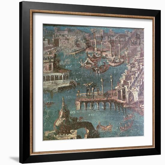 Roman wall painting of a harbour scene-Unknown-Framed Giclee Print