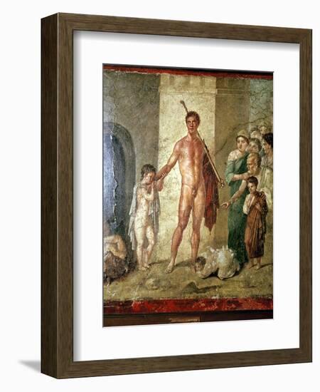 Roman wallpainting of Theseus after killing the Minotaur, Pompeii. Artist: Unknown-Unknown-Framed Giclee Print