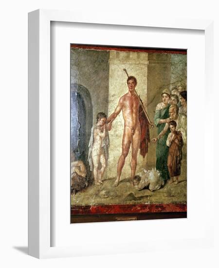 Roman wallpainting of Theseus after killing the Minotaur, Pompeii. Artist: Unknown-Unknown-Framed Giclee Print