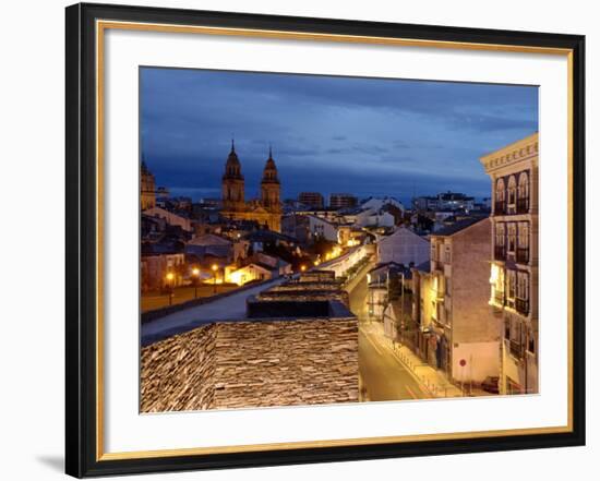 Roman Walls and Cathedral, Lugo, Galicia, Spain-Alan Copson-Framed Photographic Print