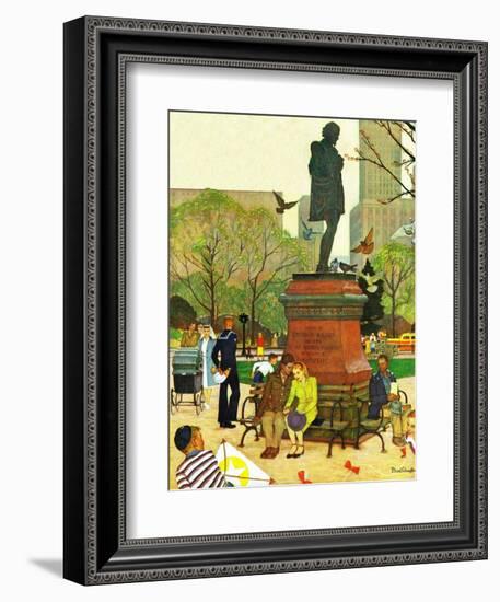 "Romance Under Shakespeare's Statue," April 28, 1945-Mead Schaeffer-Framed Giclee Print