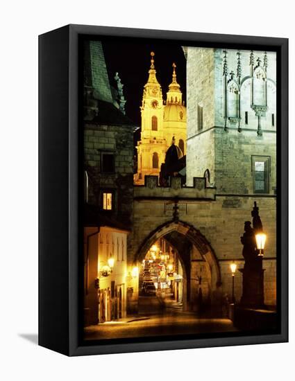 Romanesque and Gothic Malostranske Bridge Towers, Prague, Czech Republic-Richard Nebesky-Framed Premier Image Canvas