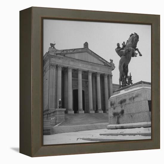 Romanesque Columns and Designs Decorating the Exterior of the University of Oklahoma Law School-Cornell Capa-Framed Premier Image Canvas