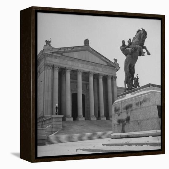 Romanesque Columns and Designs Decorating the Exterior of the University of Oklahoma Law School-Cornell Capa-Framed Premier Image Canvas