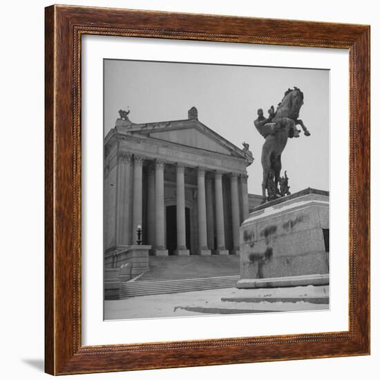 Romanesque Columns and Designs Decorating the Exterior of the University of Oklahoma Law School-Cornell Capa-Framed Premium Photographic Print