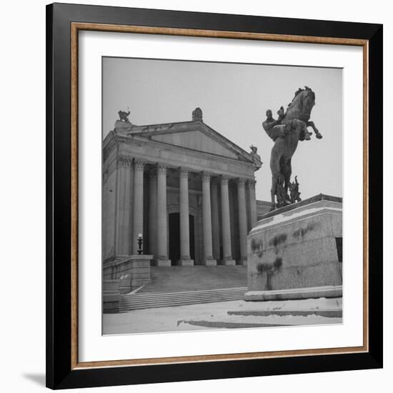 Romanesque Columns and Designs Decorating the Exterior of the University of Oklahoma Law School-Cornell Capa-Framed Premium Photographic Print