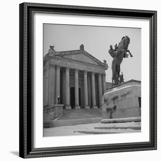 Romanesque Columns and Designs Decorating the Exterior of the University of Oklahoma Law School-Cornell Capa-Framed Premium Photographic Print