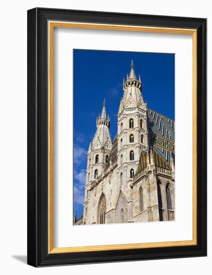 Romanesque Towers of St. Stephen's Cathedral, UNESCO World Heritage Site, Stephansplatz, Vienna, Au-John Guidi-Framed Photographic Print