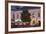 Romania, Baia Mare, Piata Libertatii Square, Outdoor Cafes, Dusk-Walter Bibikow-Framed Photographic Print