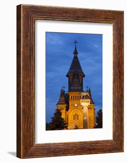 Romania, Banat Region, Timisoara, Metropolitan Cathedral, Dusk-Walter Bibikow-Framed Photographic Print