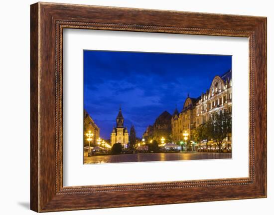 Romania, Banat Region, Timisoara, Piata Victoriei Square and Cathedral-Walter Bibikow-Framed Photographic Print