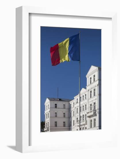 Romania, Black Sea Coast, Constanta, Flag and Government Building-Walter Bibikow-Framed Photographic Print
