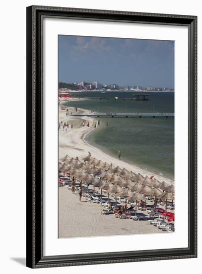 Romania, Black Sea Coast, Mamaia, Elevated Beach View-Walter Bibikow-Framed Photographic Print