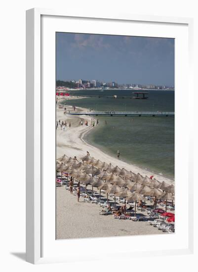 Romania, Black Sea Coast, Mamaia, Elevated Beach View-Walter Bibikow-Framed Photographic Print