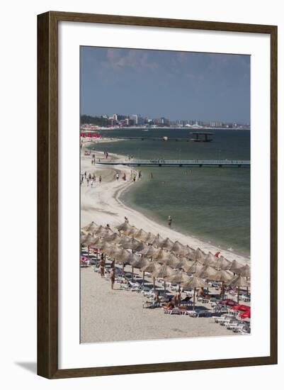 Romania, Black Sea Coast, Mamaia, Elevated Beach View-Walter Bibikow-Framed Photographic Print