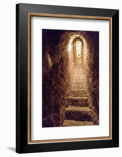 Romania. Bran. Castle Bran interior secret passageway.-Emily Wilson-Framed Photographic Print