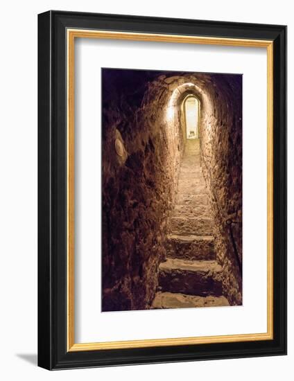 Romania. Bran. Castle Bran interior secret passageway.-Emily Wilson-Framed Photographic Print