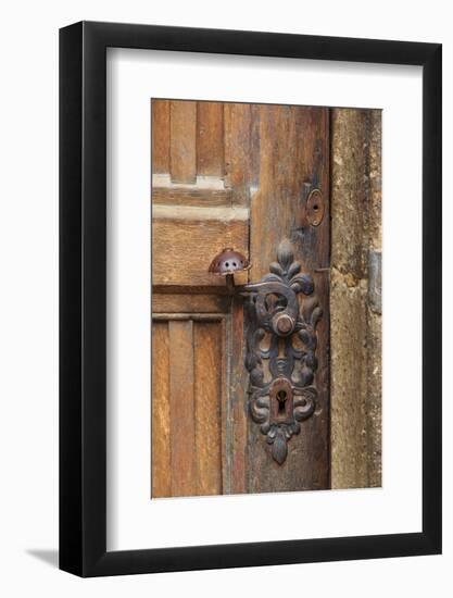 Romania, Brasov. Door handle, key hole.-Emily Wilson-Framed Photographic Print