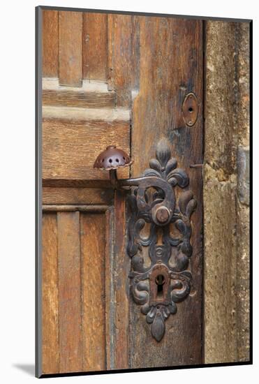 Romania, Brasov. Door handle, key hole.-Emily Wilson-Mounted Photographic Print