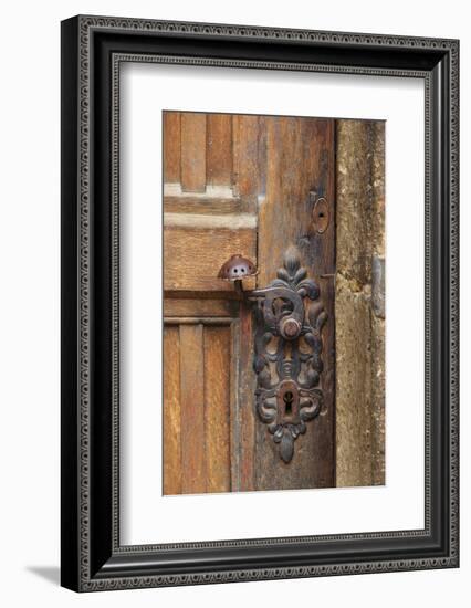 Romania, Brasov. Door handle, key hole.-Emily Wilson-Framed Photographic Print