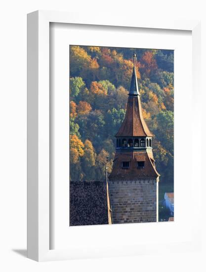 Romania, Brasov, Piata Sfatului, Brasov Historical Black Church spire.-Emily Wilson-Framed Photographic Print