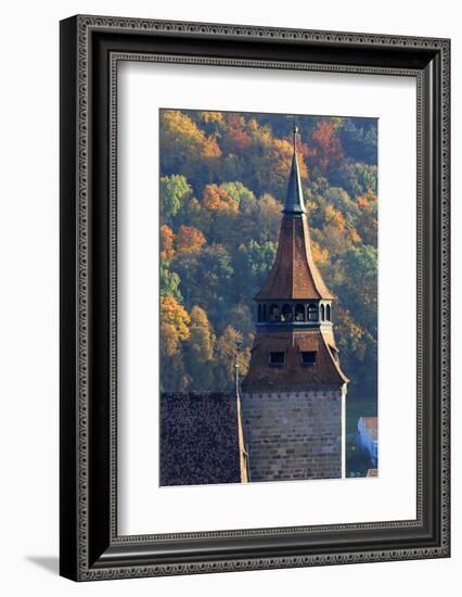 Romania, Brasov, Piata Sfatului, Brasov Historical Black Church spire.-Emily Wilson-Framed Photographic Print