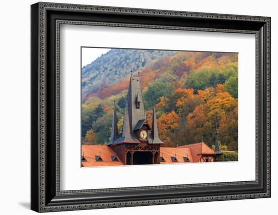 Romania, Brasov. Poarta Schei district. Clock Tower in autumn.-Emily Wilson-Framed Photographic Print