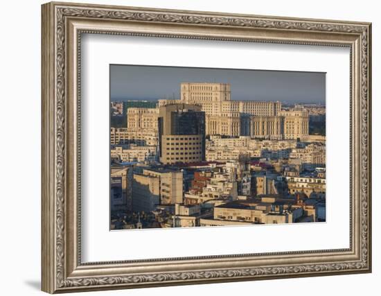 Romania, Bucharest, Palace of Parliament, Elevated View, Dawn-Walter Bibikow-Framed Photographic Print