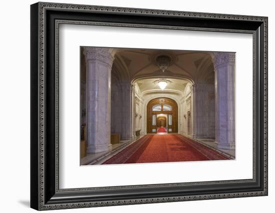 Romania, Bucharest, Palace of Parliament, Hallway Interior-Walter Bibikow-Framed Photographic Print