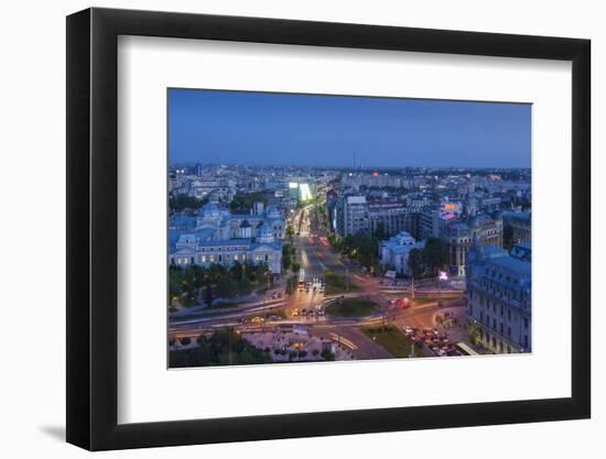 Romania, Bucharest, Piata Universitatii, Coltea Hospital at Dusk-Walter Bibikow-Framed Photographic Print