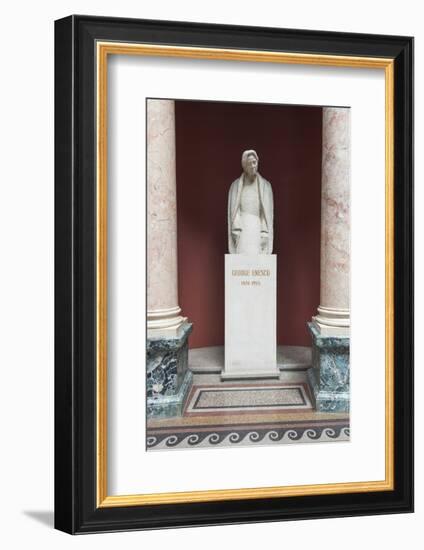Romania, Bucharest, Romanian Athenaeum, Statue of George Enescu-Walter Bibikow-Framed Photographic Print