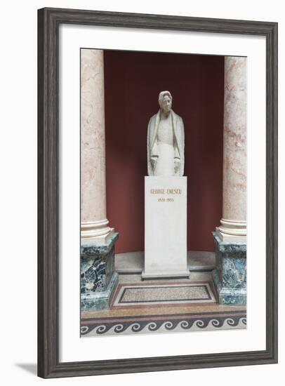 Romania, Bucharest, Romanian Athenaeum, Statue of George Enescu-Walter Bibikow-Framed Photographic Print