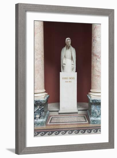 Romania, Bucharest, Romanian Athenaeum, Statue of George Enescu-Walter Bibikow-Framed Photographic Print