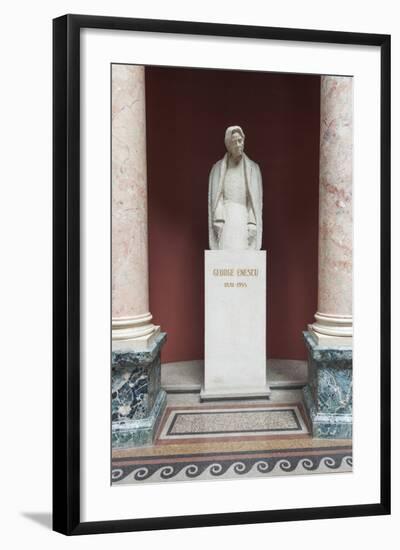 Romania, Bucharest, Romanian Athenaeum, Statue of George Enescu-Walter Bibikow-Framed Photographic Print