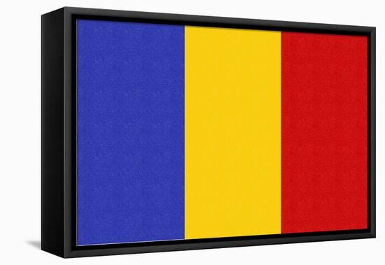 Romania Country Flag - Letterpress-Lantern Press-Framed Stretched Canvas