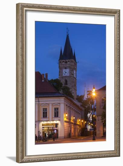 Romania, Maramures Region, Baia Mare, Piata Libertatii Square at Dusk-Walter Bibikow-Framed Photographic Print