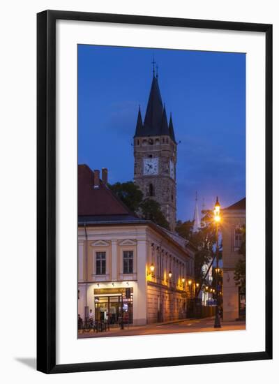 Romania, Maramures Region, Baia Mare, Piata Libertatii Square at Dusk-Walter Bibikow-Framed Photographic Print