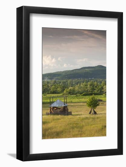 Romania, Maramures Region, Sarasau, Haystack by the Ukranian Frontier, Late Afternoon-Walter Bibikow-Framed Photographic Print