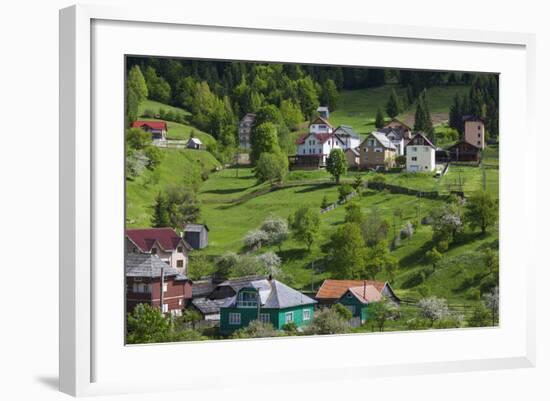 Romania, Maramures, Statiunea Borsa, Ski Resort, Spring, Village View-Walter Bibikow-Framed Photographic Print