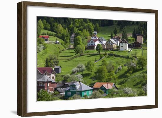 Romania, Maramures, Statiunea Borsa, Ski Resort, Spring, Village View-Walter Bibikow-Framed Photographic Print