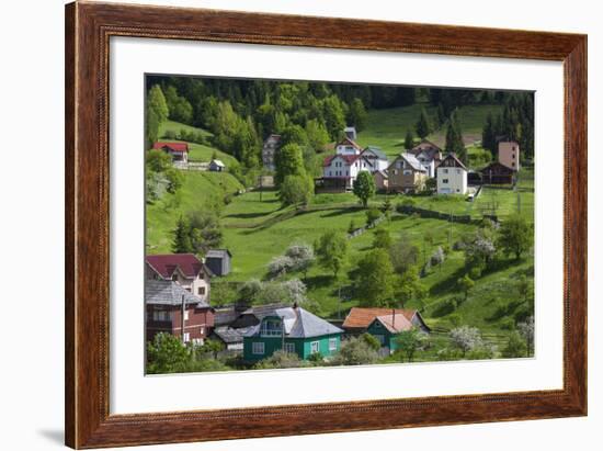 Romania, Maramures, Statiunea Borsa, Ski Resort, Spring, Village View-Walter Bibikow-Framed Photographic Print