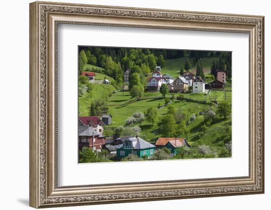 Romania, Maramures, Statiunea Borsa, Ski Resort, Spring, Village View-Walter Bibikow-Framed Photographic Print