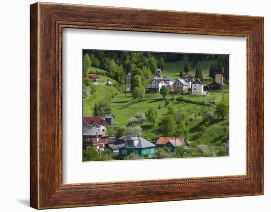 Romania, Maramures, Statiunea Borsa, Ski Resort, Spring, Village View-Walter Bibikow-Framed Photographic Print