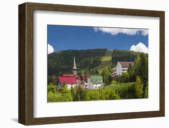 Romania, Maramures, Statiunea Borsa, Ski Resort, Spring, Village View-Walter Bibikow-Framed Photographic Print