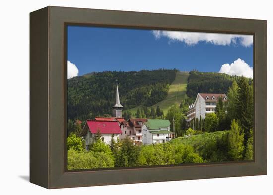 Romania, Maramures, Statiunea Borsa, Ski Resort, Spring, Village View-Walter Bibikow-Framed Premier Image Canvas